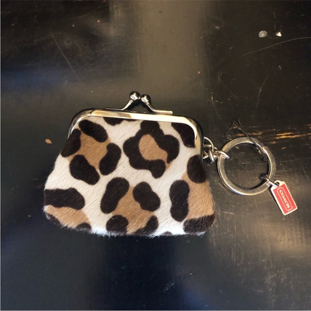 Coach Leopard Print Coin Pouch with Keychain NWOT - Picture 2 of 4